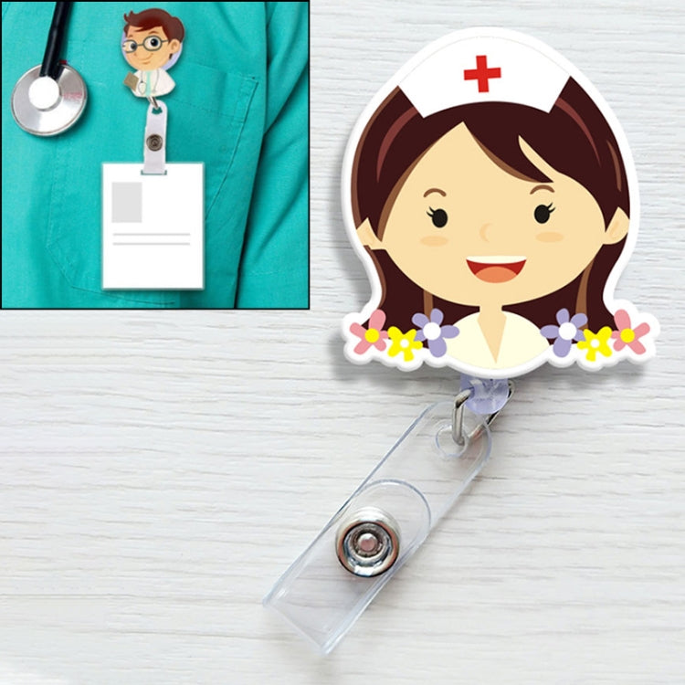 Flower Nurse Pattern Cute Retractable Badge Reel Student Nurse ID Name Card Badge