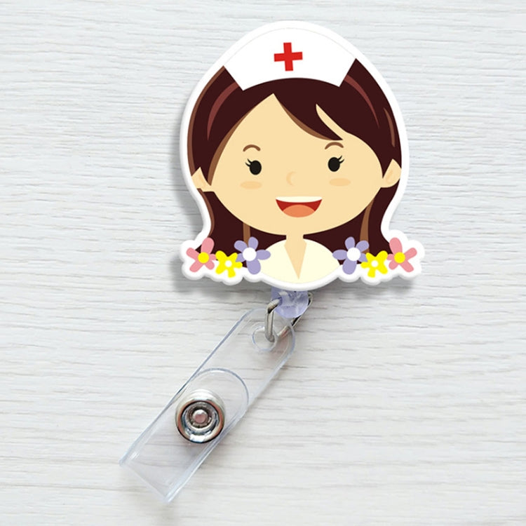 Flower Nurse Pattern Cute Retractable Badge Reel Student Nurse ID Name Card Badge