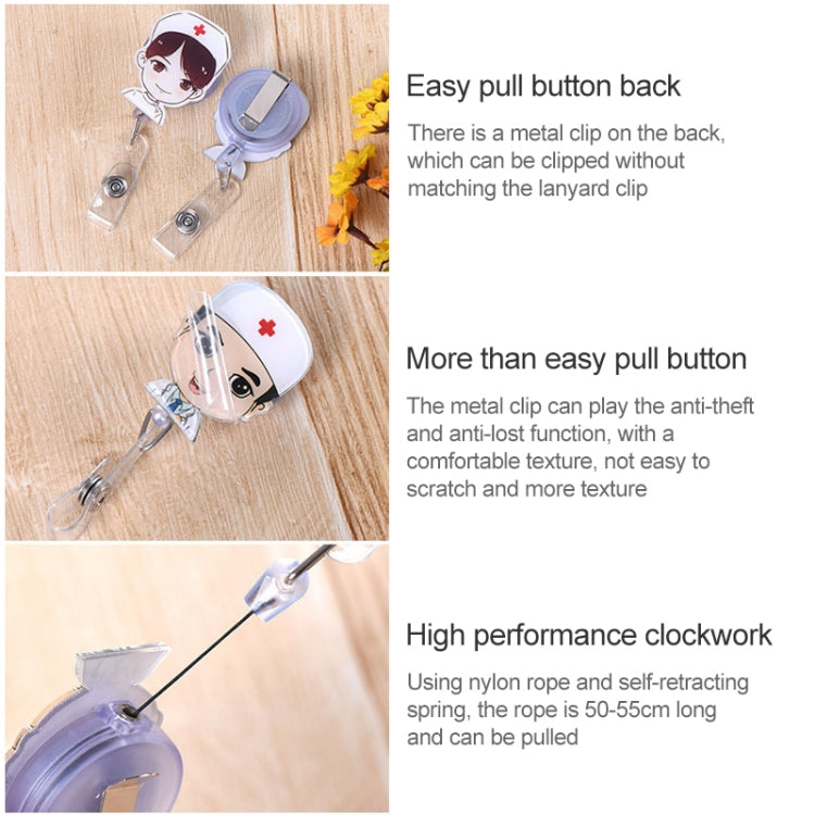 Little Nurse Pattern Cute Retractable Badge Reel Student Nurse ID Name Card Badge