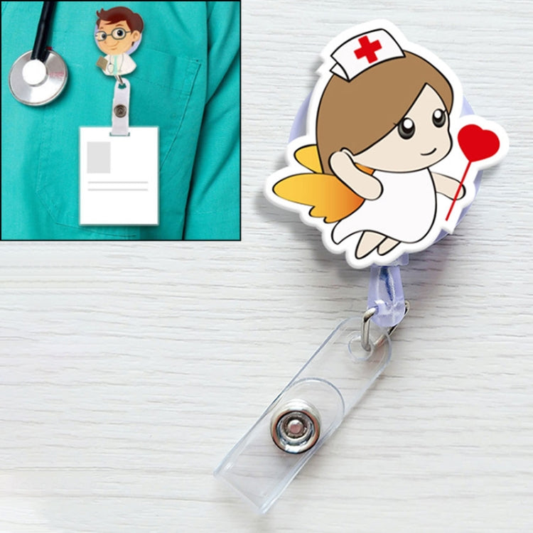 Angel Pattern Cute Retractable Badge Reel Student Nurse ID Name Card Badge