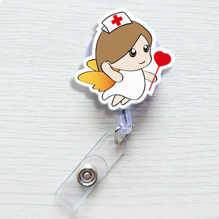 Angel Pattern Cute Retractable Badge Reel Student Nurse ID Name Card Badge