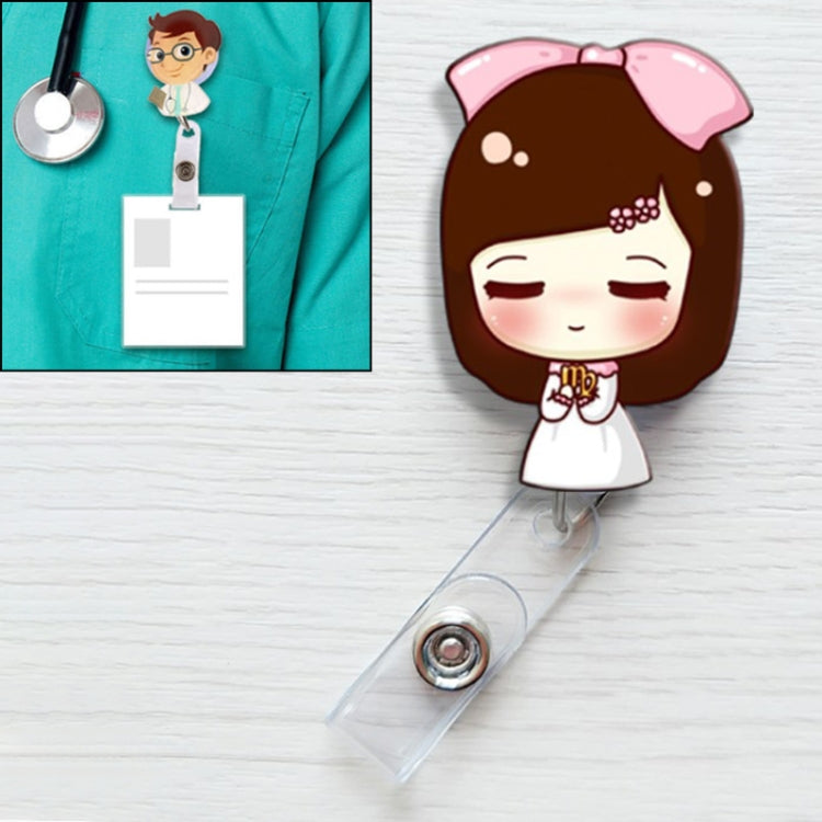 Shy Girl Pattern Cute Retractable Badge Reel Student Nurse ID Name Card Badge