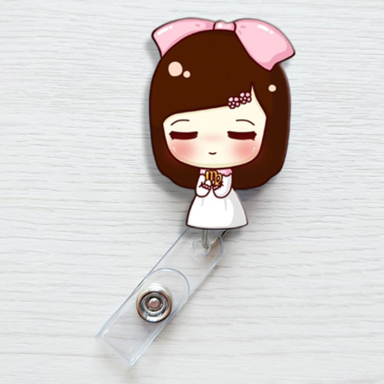 Shy Girl Pattern Cute Retractable Badge Reel Student Nurse ID Name Card Badge