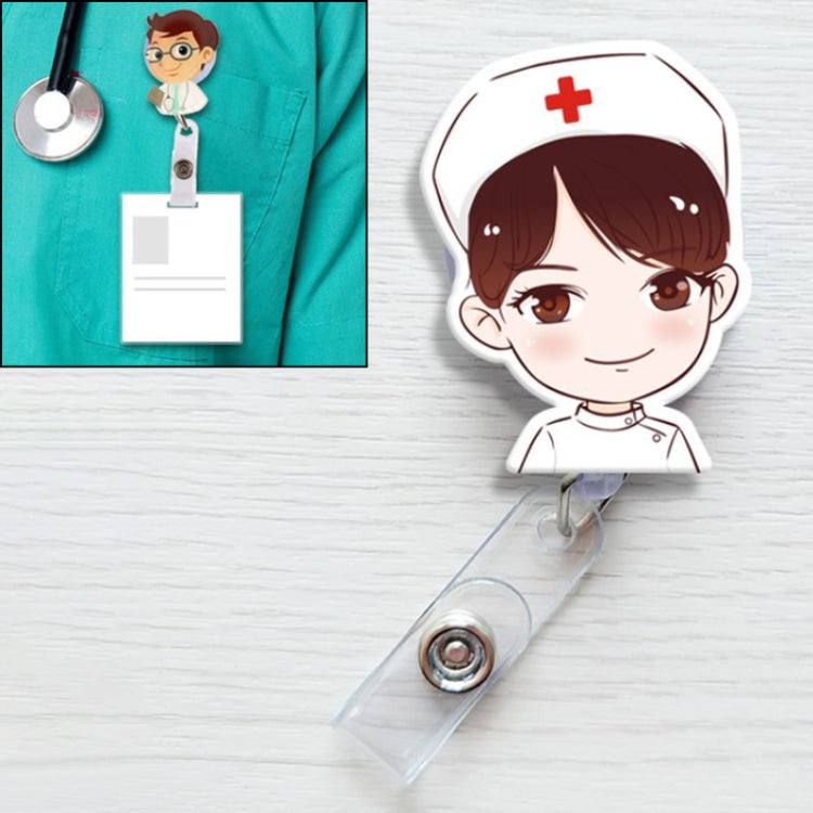 Big Eye Nurse Pattern Cute Retractable Badge Reel Student Nurse ID Name Card Badge