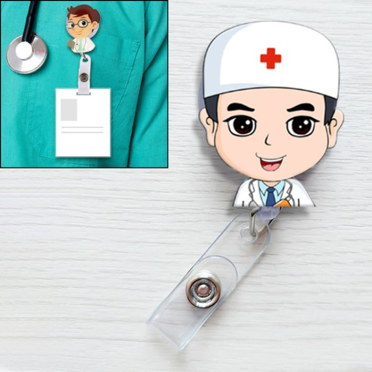 Male Doctor Pattern Cute Retractable Badge Reel Student Nurse ID Name Card Badge