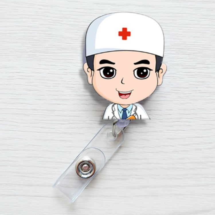 Male Doctor Pattern Cute Retractable Badge Reel Student Nurse ID Name Card Badge