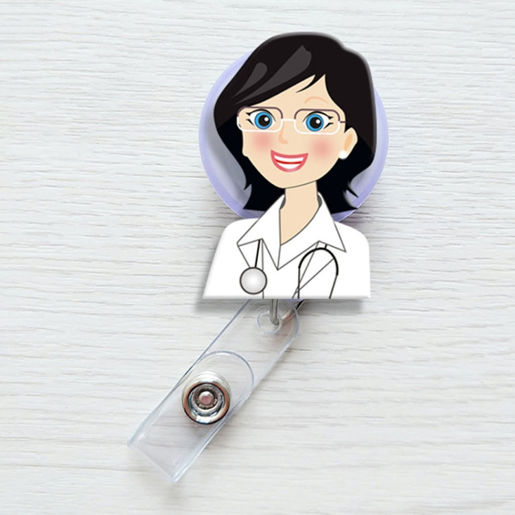 Female Doctor Pattern Cute Retractable Badge Reel Student Nurse ID Name Card Badge