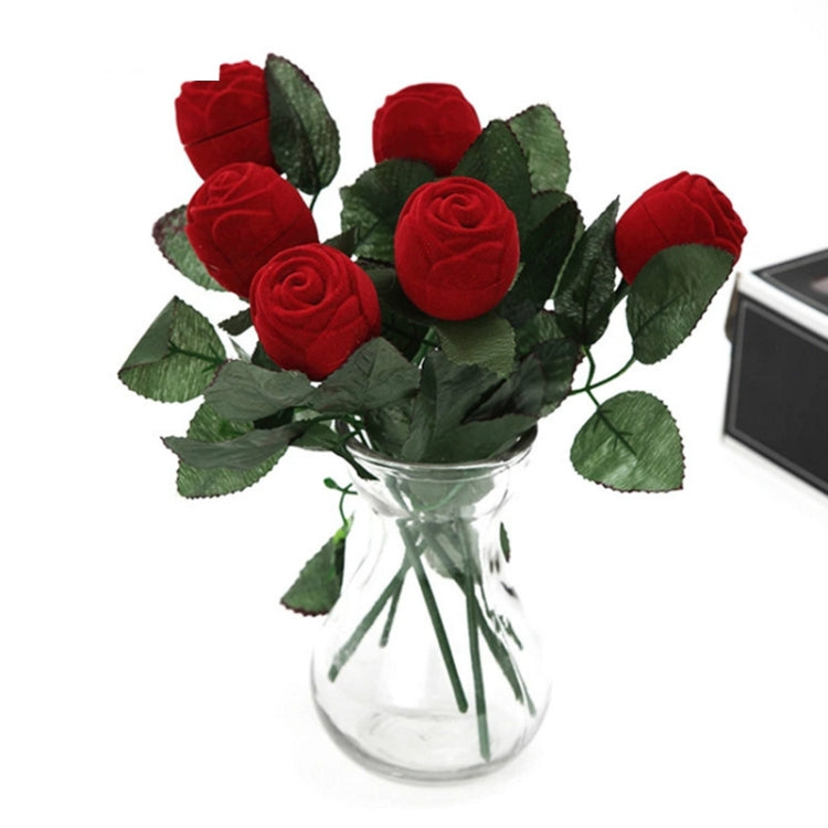 2 PCS Red Rose Velvet Wedding Ring Box Gift Box Valentines Engagement Box Jewelery Packaging Box