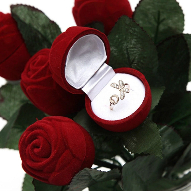 2 PCS Red Rose Velvet Wedding Ring Box Gift Box Valentines Engagement Box Jewelery Packaging Box