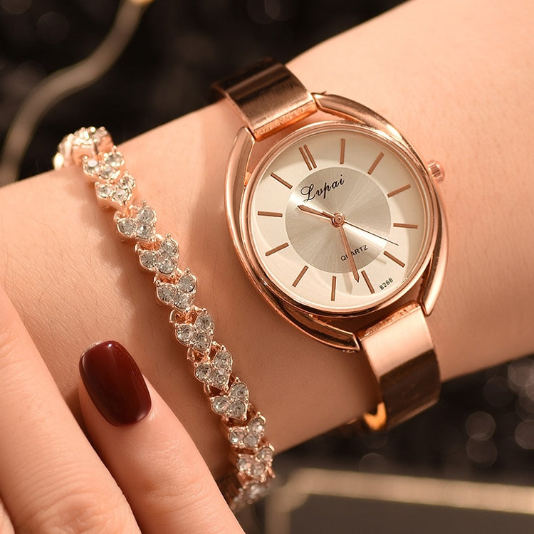 Lvpai P072 Women Quartz Steel Belt Silicone Belt Watch