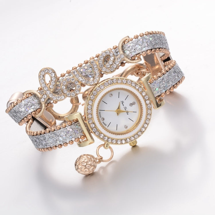 Alloy Diamond Love Letter Bracelet Watch for Women