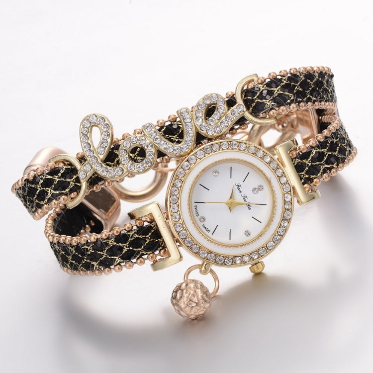 Alloy Diamond Love Letter Bracelet Watch for Women