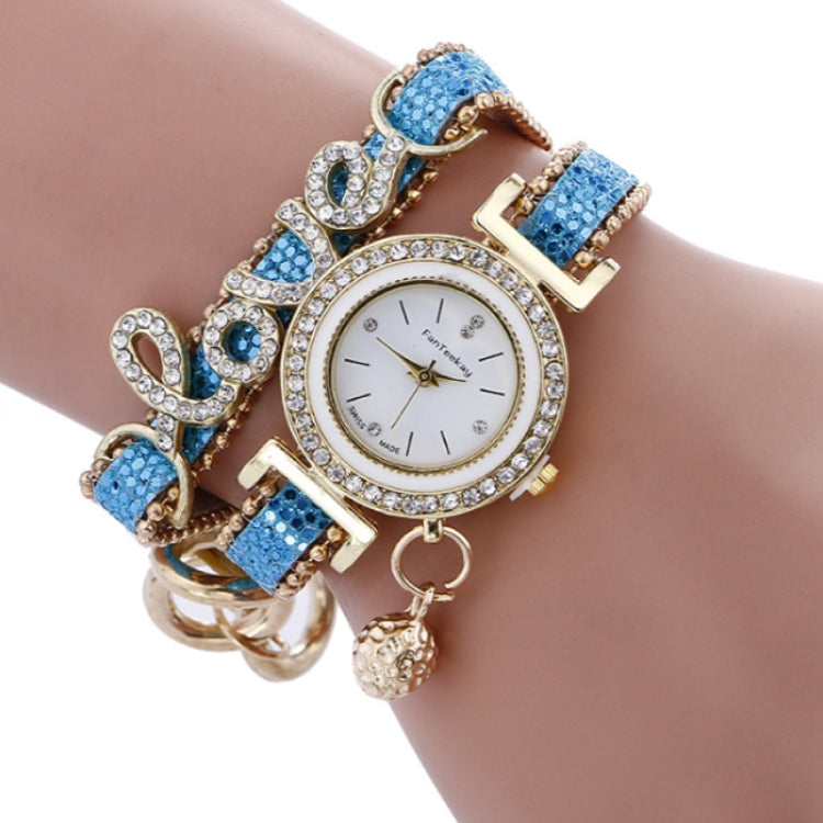 Alloy Diamond Love Letter Bracelet Watch for Women