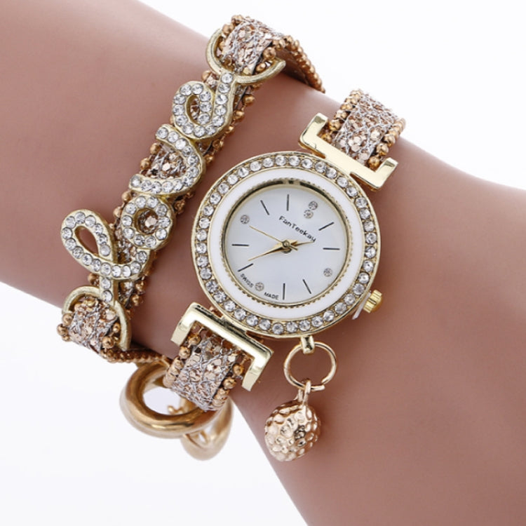 Alloy Diamond Love Letter Bracelet Watch for Women