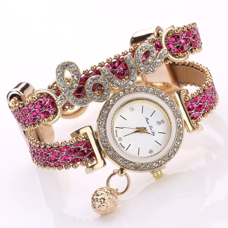 Alloy Diamond Love Letter Bracelet Watch for Women