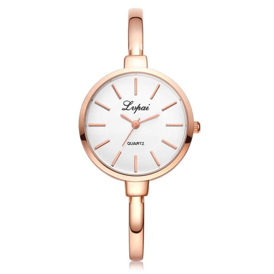 Lvpai P170 Simple Round Dial Alloy Compact Strap Quartz Watch for Women