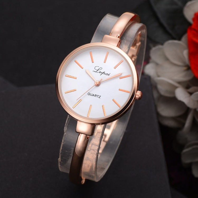 Lvpai P170 Simple Round Dial Alloy Compact Strap Quartz Watch for Women