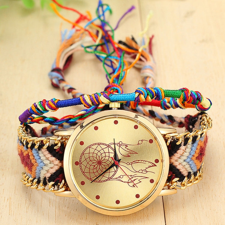 177 Ethnic Style Hand-woven Multi-color Belt Watch