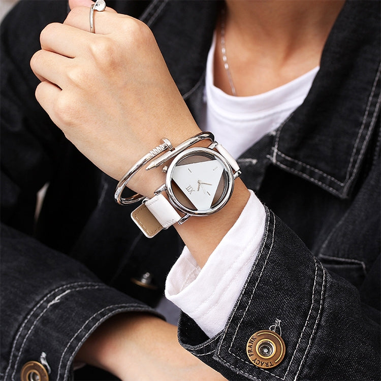 Women Triangle PU Leather Belt Quartz Watch