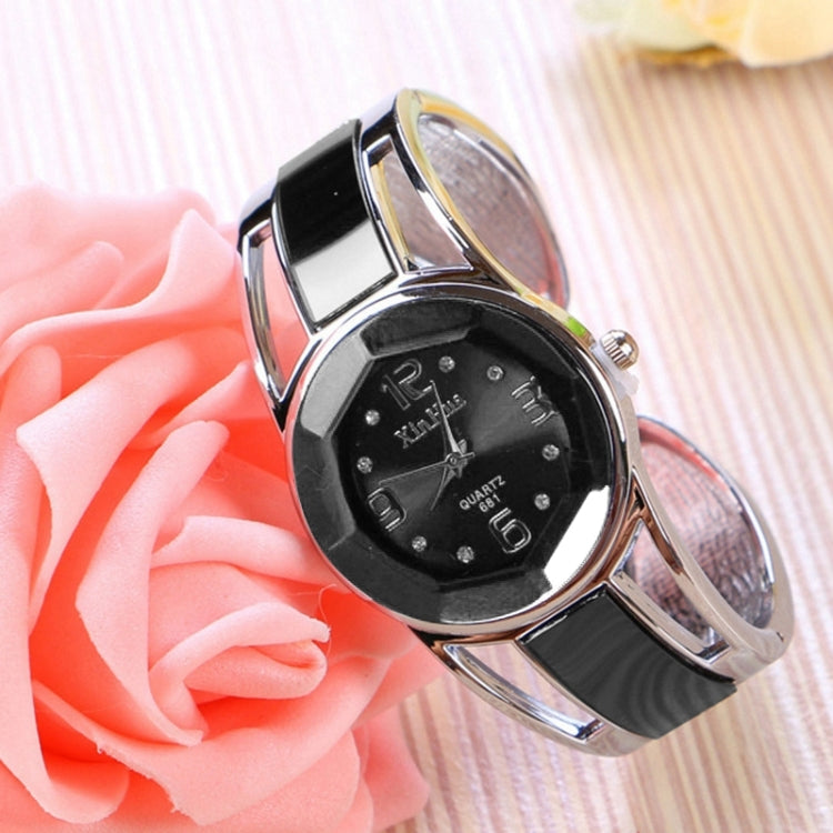 XinHua Women Diamond Mirror Surface Hollow Stainless Steel Bracelet Quartz Watch