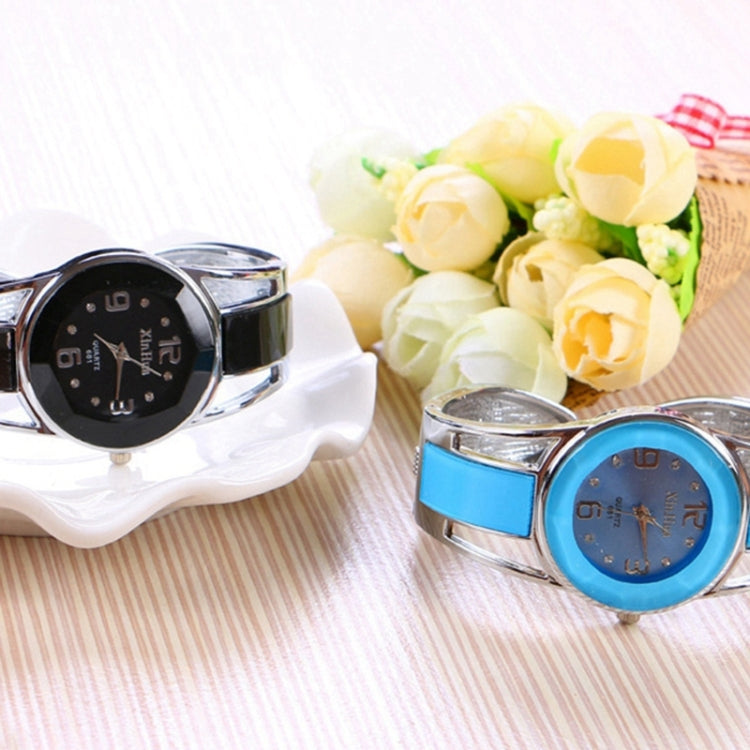 XinHua Women Diamond Mirror Surface Hollow Stainless Steel Bracelet Quartz Watch