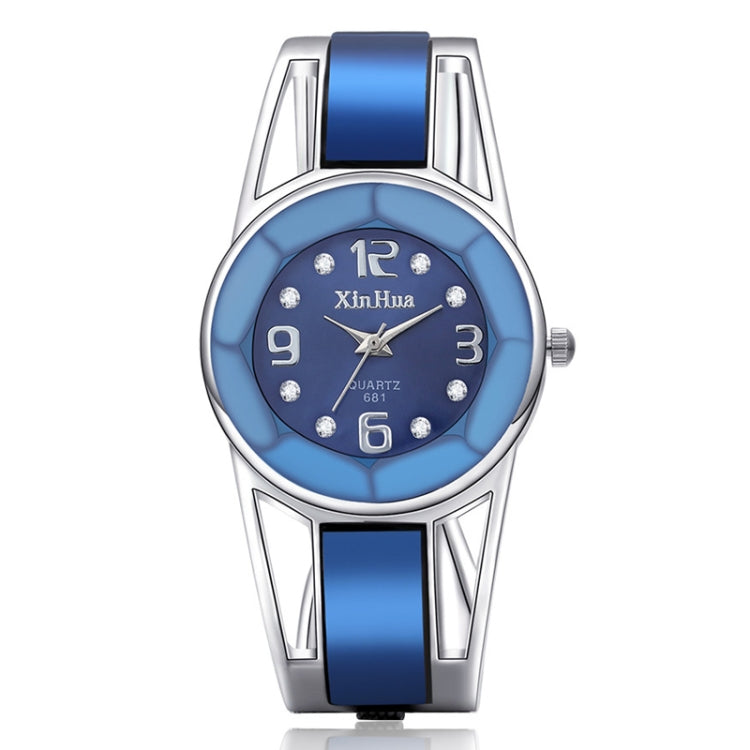 XinHua Women Diamond Mirror Surface Hollow Stainless Steel Bracelet Quartz Watch