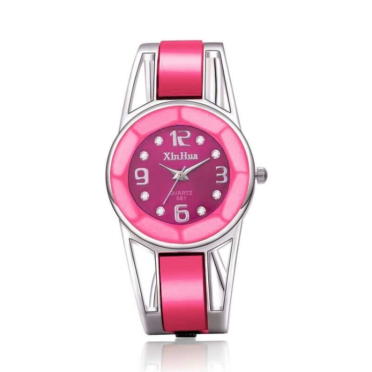 XinHua Women Diamond Mirror Surface Hollow Stainless Steel Bracelet Quartz Watch