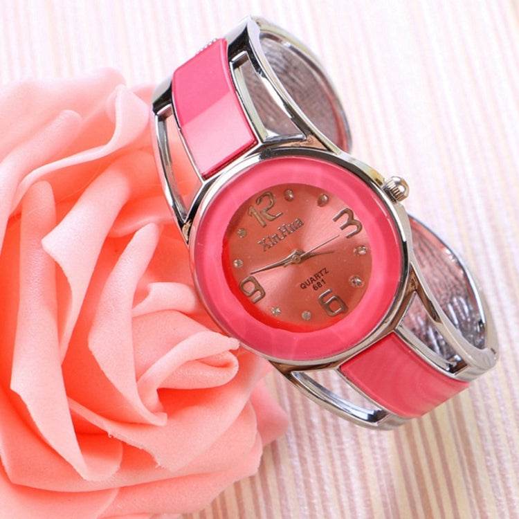 XinHua Women Diamond Mirror Surface Hollow Stainless Steel Bracelet Quartz Watch