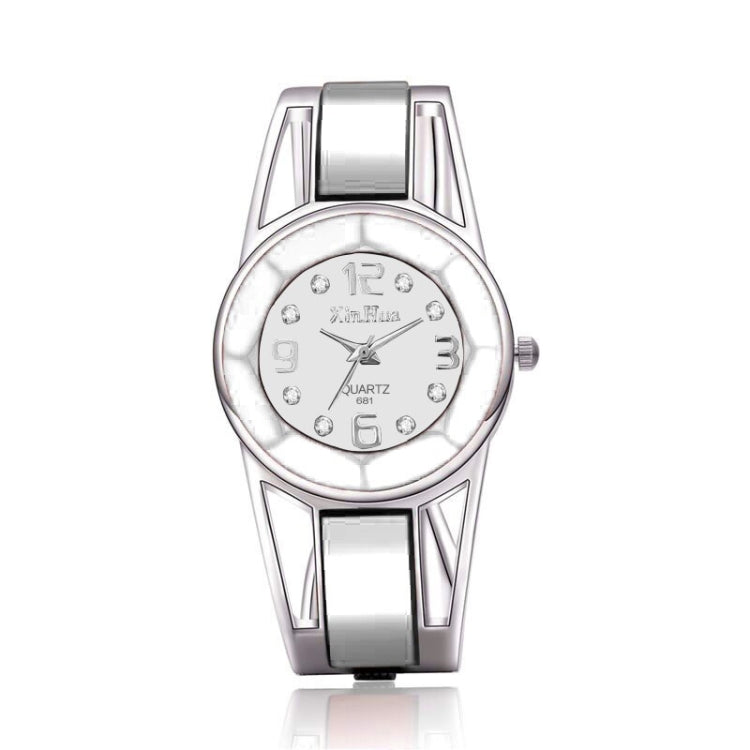 XinHua Women Diamond Mirror Surface Hollow Stainless Steel Bracelet Quartz Watch