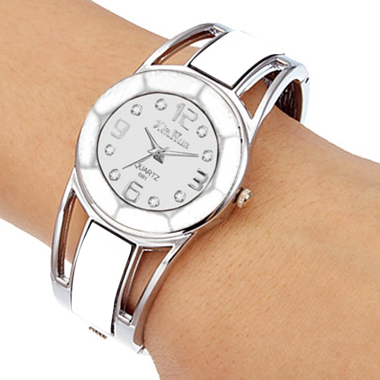 XinHua Women Diamond Mirror Surface Hollow Stainless Steel Bracelet Quartz Watch
