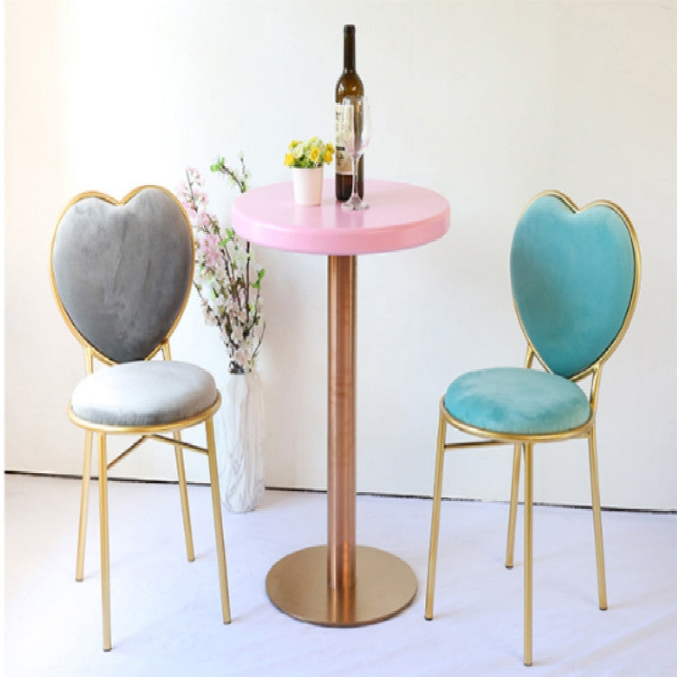 Modern Fashion Nordic Minimalist Coffee Cafe Chair Love Heart Shape Backrest Flannelette Soft Seat Metal Iron Art Leisure Chair