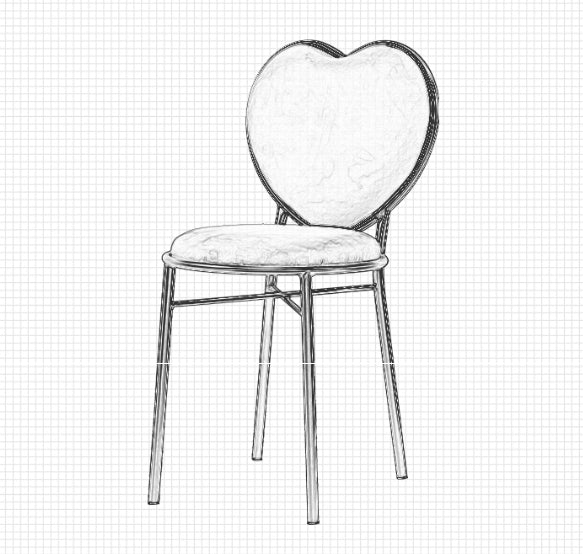 Modern Fashion Nordic Minimalist Coffee Cafe Chair Love Heart Shape Backrest Flannelette Soft Seat Metal Iron Art Leisure Chair
