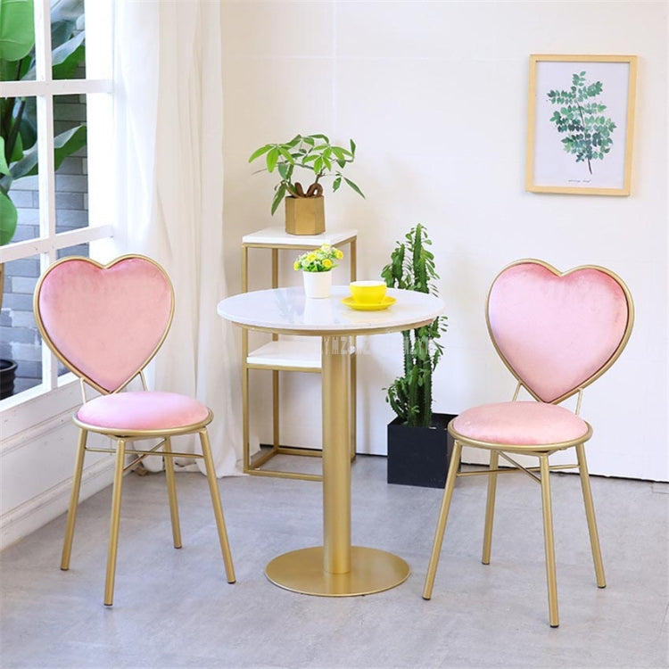 Modern Fashion Nordic Minimalist Coffee Cafe Chair Love Heart Shape Backrest Flannelette Soft Seat Metal Iron Art Leisure Chair