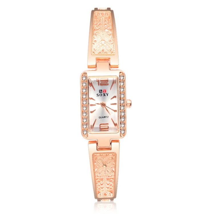 SX SOXY Women Square Dial Diamond Alloy Strap Bracelet Watch