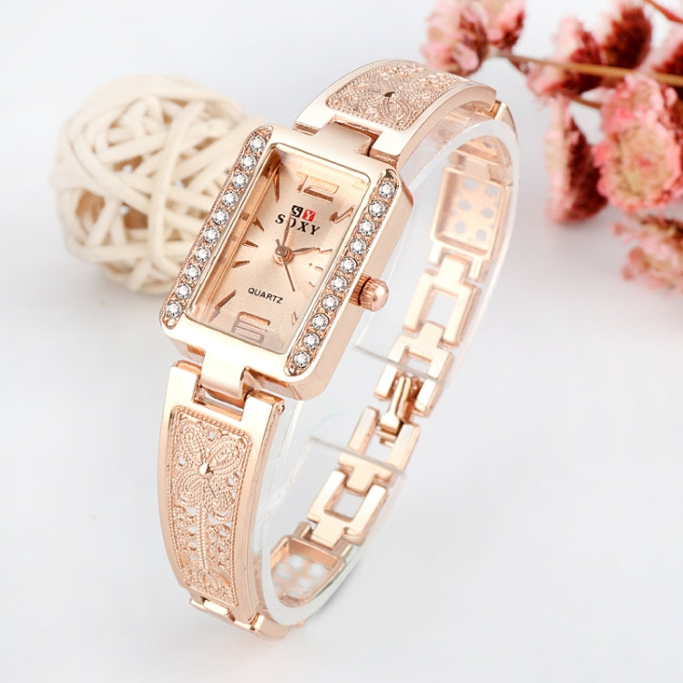 SX SOXY Women Square Dial Diamond Alloy Strap Bracelet Watch