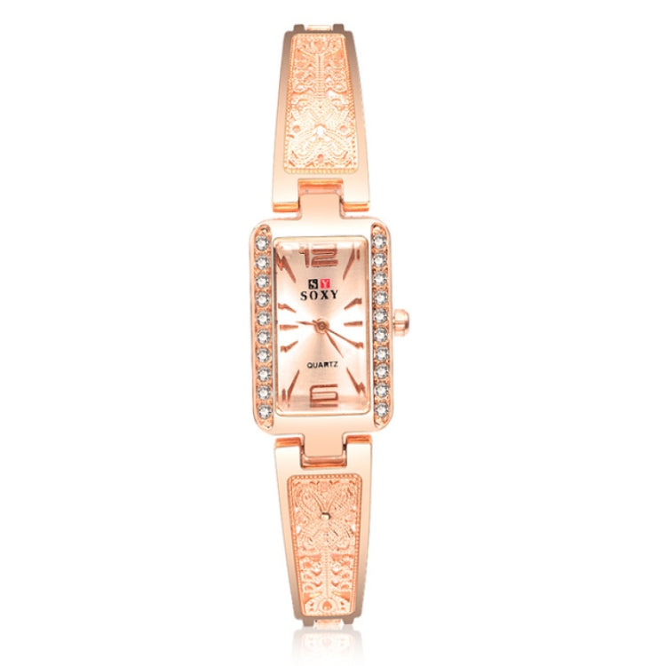 SX SOXY Women Square Dial Diamond Alloy Strap Bracelet Watch