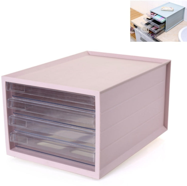 Transparent Drawer Storage Cabinet Stackable Desktop Office File Cabinet, Size: 4 Layer