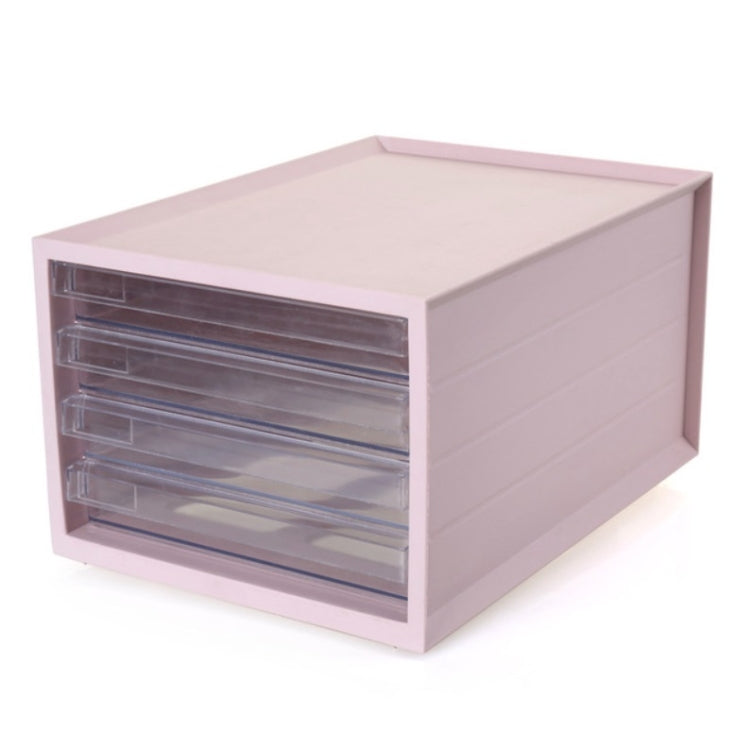 Transparent Drawer Storage Cabinet Stackable Desktop Office File Cabinet, Size: 4 Layer