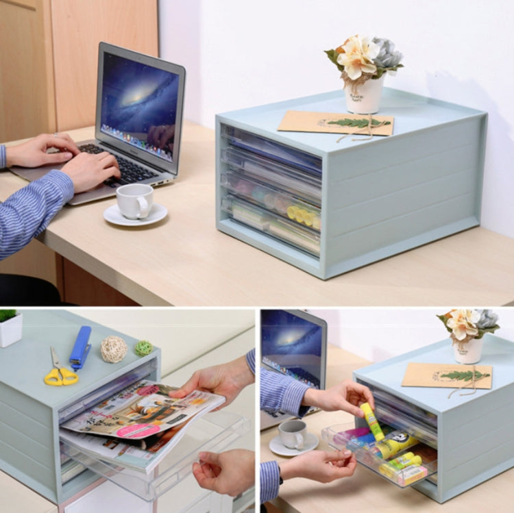 Transparent Drawer Storage Cabinet Stackable Desktop Office File Cabinet, Size: 4 Layer