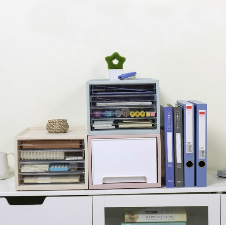 Transparent Drawer Storage Cabinet Stackable Desktop Office File Cabinet, Size: 4 Layer