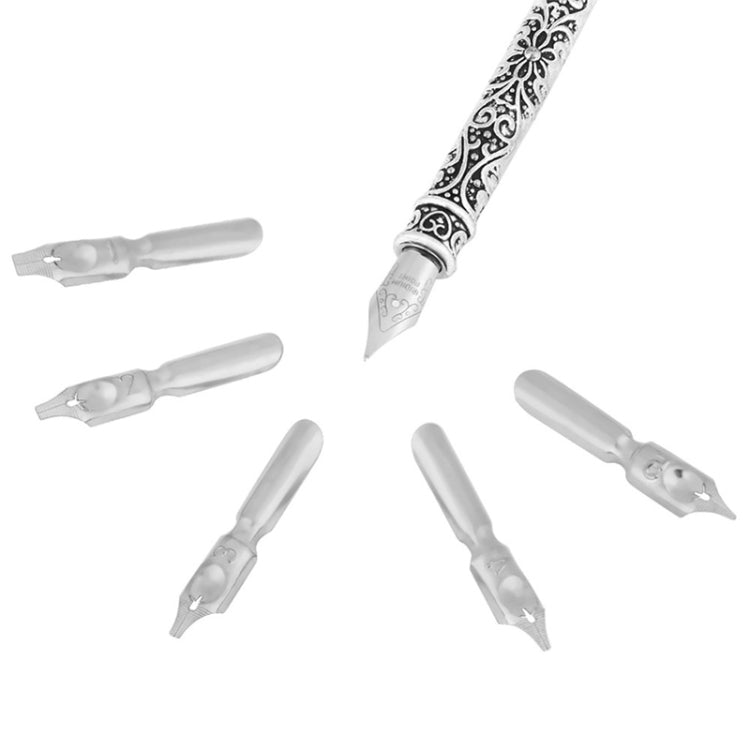 5 Sets Metal Signature Pen Dip Water Feather Pen Pen Set