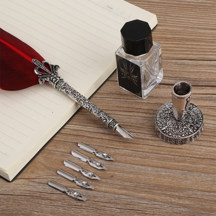 5 Sets Metal Signature Pen Dip Water Feather Pen Pen Set