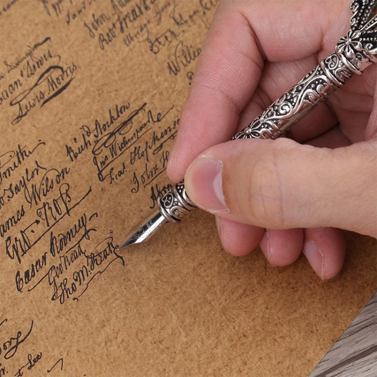 5 Sets Metal Signature Pen Dip Water Feather Pen Pen Set