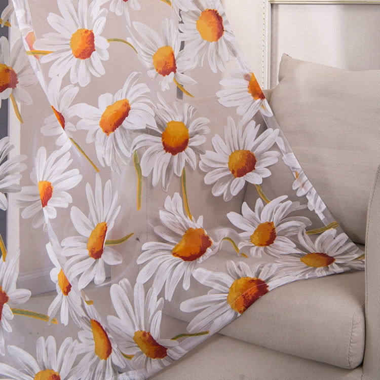 Tulle Curtains for Living Room Bedroom Kitchen Floral Window  Curtain, Size:1mx2m Wear Rod(Daisy Rotten Yarn)
