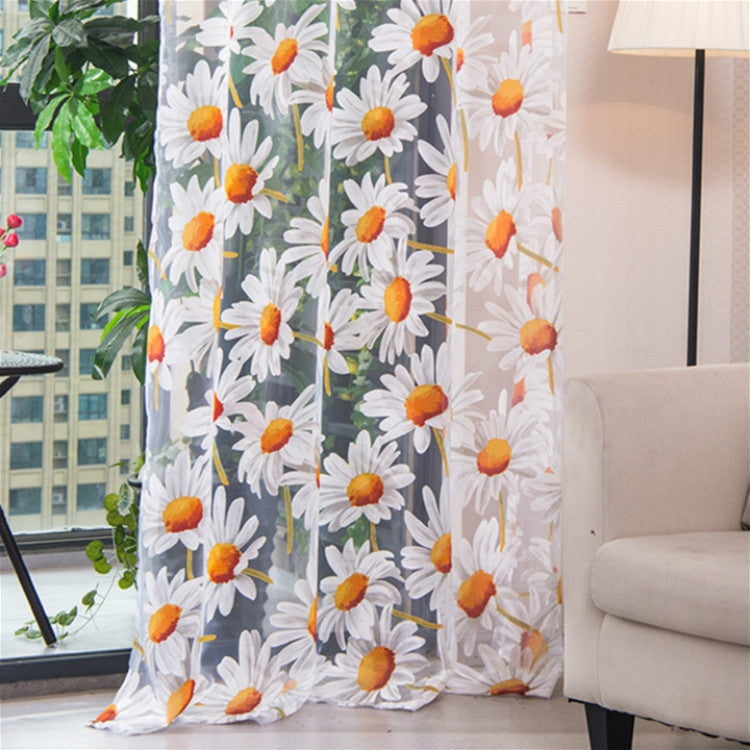 Tulle Curtains for Living Room Bedroom Kitchen Floral Window  Curtain, Size:1mx2m Wear Rod with Beads(Daisy Rotten Yarn)