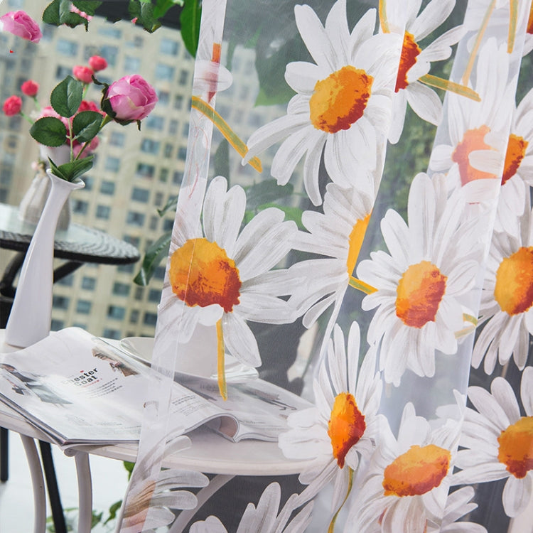 Tulle Curtains for Living Room Bedroom Kitchen Floral Window  Curtain, Size:1mx2m Wear Rod with Beads(Daisy Rotten Yarn)