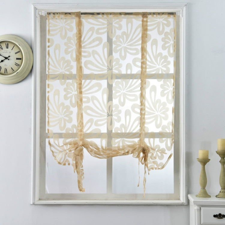 Kitchen Short Curtain Jacquard Blinds Flower Home Decoration, Size:100cm x160cm(Light Yellow)