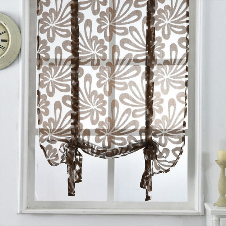 Kitchen Short Curtain Jacquard Blinds Flower Home Decoration, Size:100cm x160cm(Light Yellow)