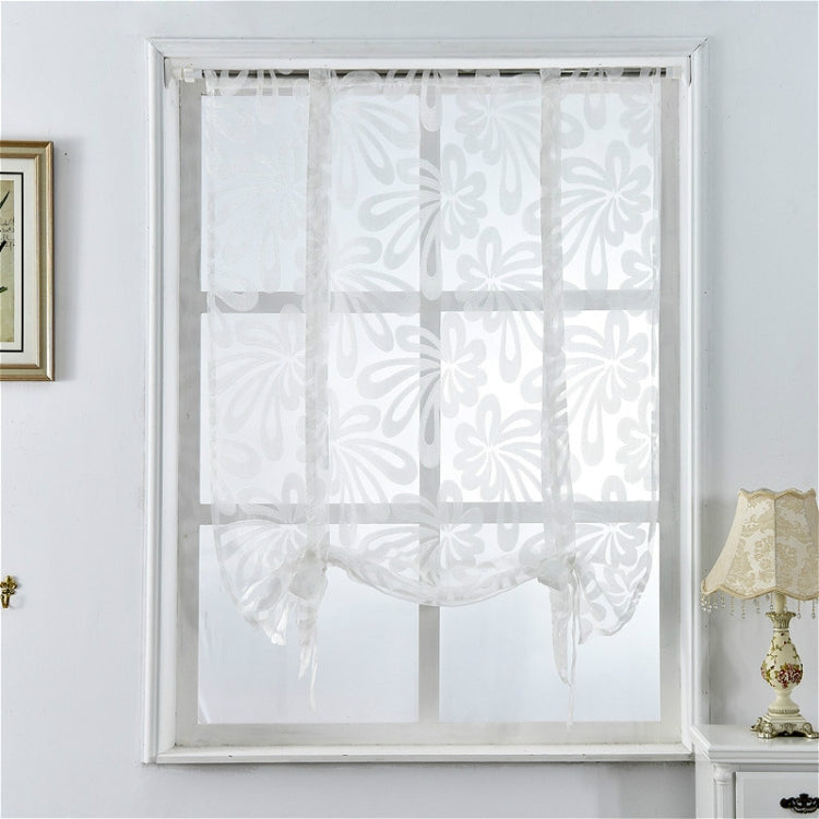 Kitchen Short Curtain Jacquard Blinds Flower Home Decoration, Size:100cm x160cm(Light Yellow)