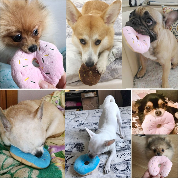 13cm Pet Dog Puppy Cat  Donut Tugging Chew Squeaker Quack Sound Play Toys